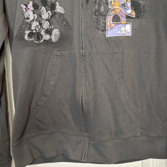 Disney Epcot World Showcase PARIS Gray Hooded Jacket Top Sz S Eiffel Tower - Picture 3 of 7